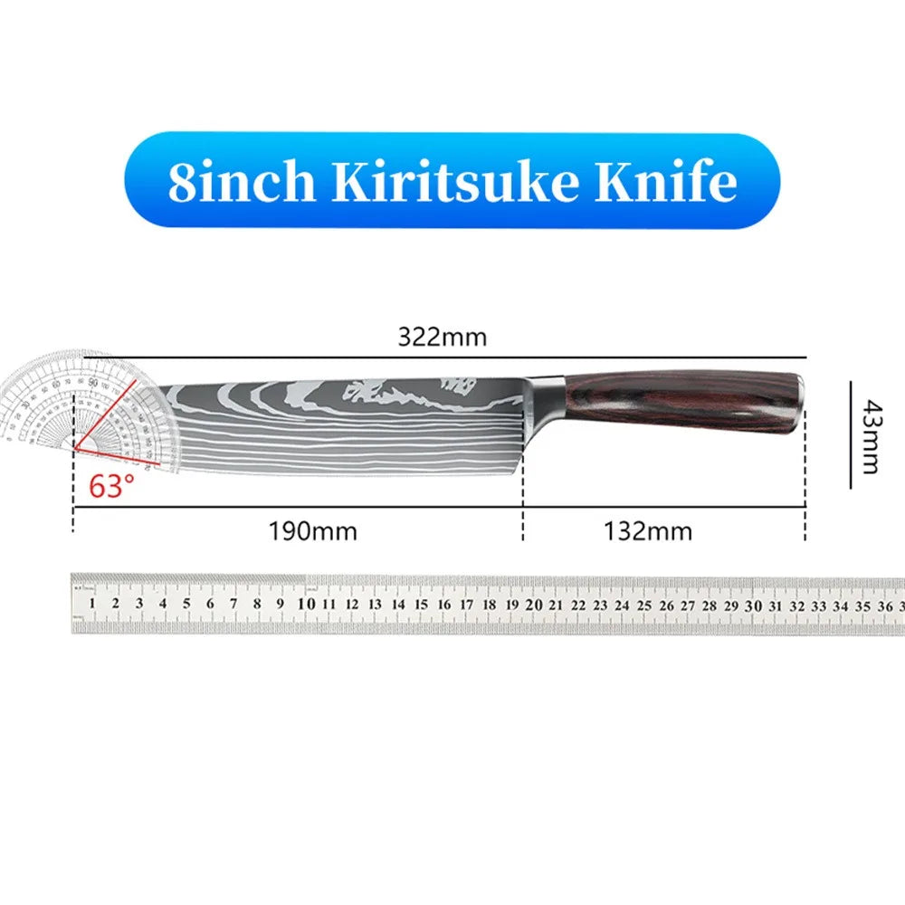 Professional Japanese Kiritsuke Knife German Made High Carbon Stainless Steel Ultra Sharp Meat Fish Sushi Kitchen Chef's Knife