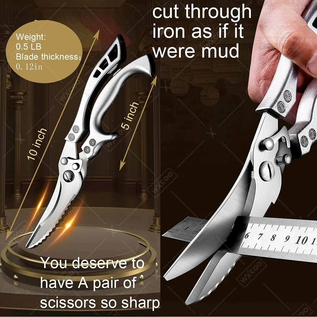 6 Pcs, Set of Damascus Drawing Gyuto Cleaver Set, Kitchen Chef Knife Set Kitchen Scissors